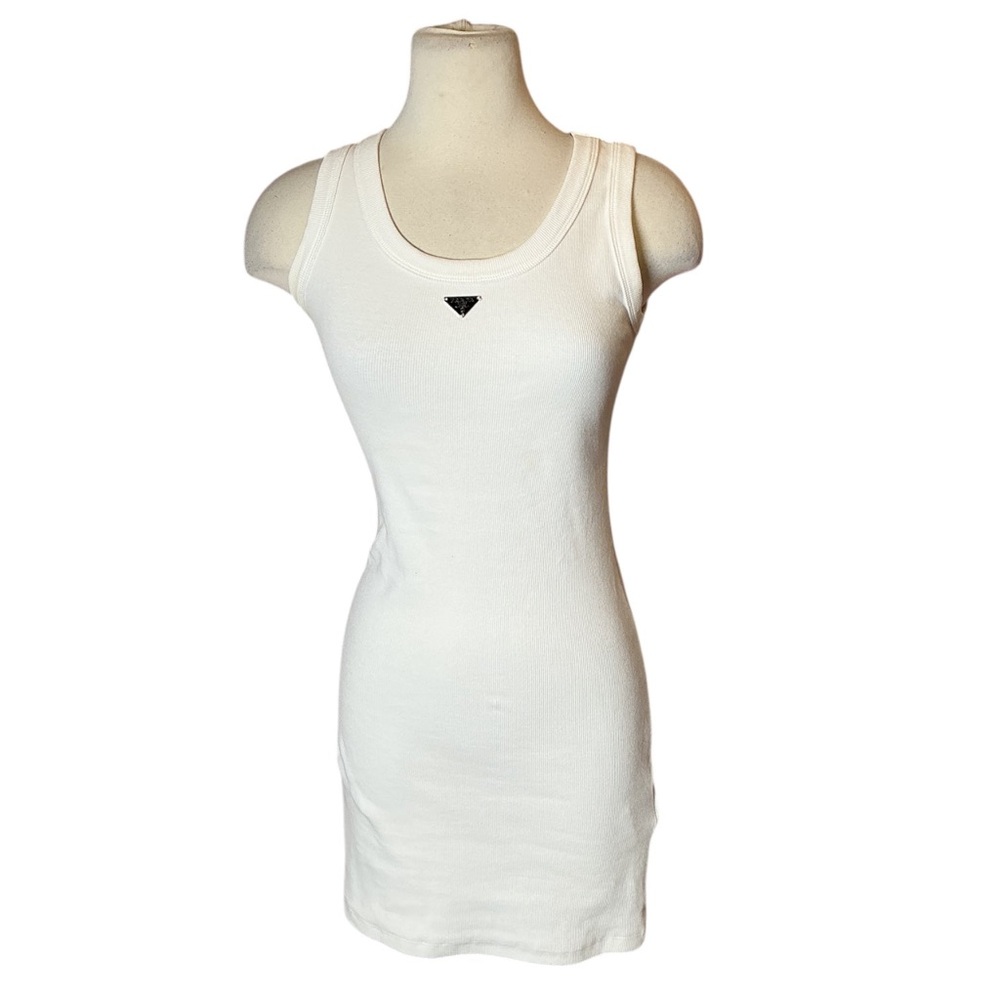 Prada Ribbed Wife Beater Bodycon Mini Dress Medium